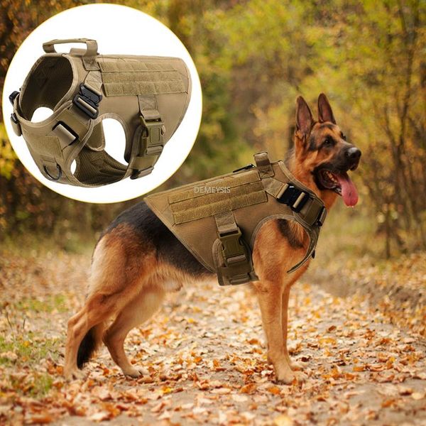 

tactical dog harness durable outdoor working hunting dog vest clothing shooting army service training vest, Camo;black
