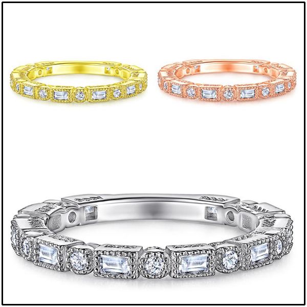 

wedding rings 2021 european and american fashion trend inlaid zircon s925 sterling silver ring women's jewelry amazon wholesale, Slivery;golden