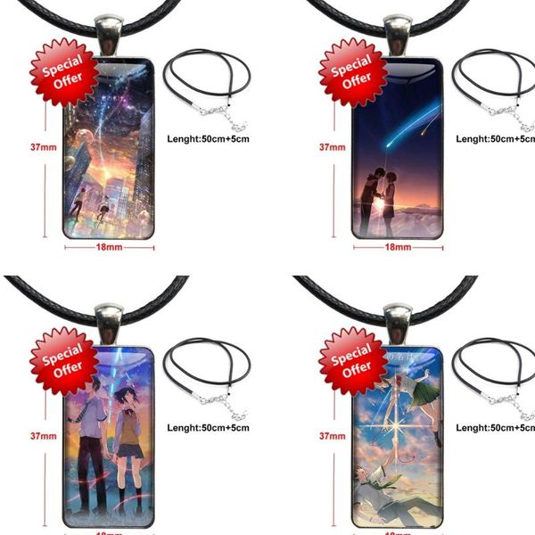 

pendant necklaces japanese anime your name for boys fashion necklace handmade rectangle shape choker jewelry multi designs child, Silver