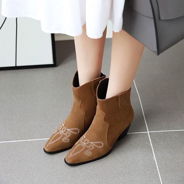 

boots big size 9 10 11-17 women shoes ankle for ladies woman winter embroidery on the sleeve, Black