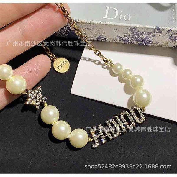 

75%off outlet ja letter brass pearl crystal women's necklace bracelet 28gh, Black