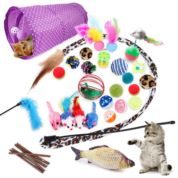 

cat toys pet toy feather mouse funny channel sisal ball molar 28 piece set