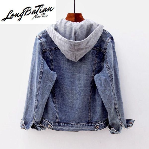 

women's jackets vintage short hooded denim women coat 2021 spring autumn slim casual jeans jacket chaqueta mujer student outerwear fema, Black;brown