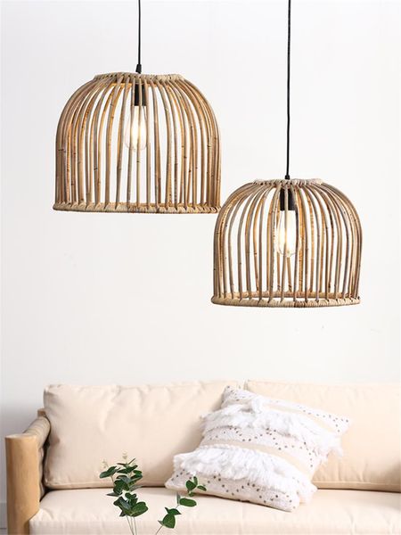

pendant lamps retro rattan bamboo hanging lamp restaurant bedroom living room corridor study loft art decor lights