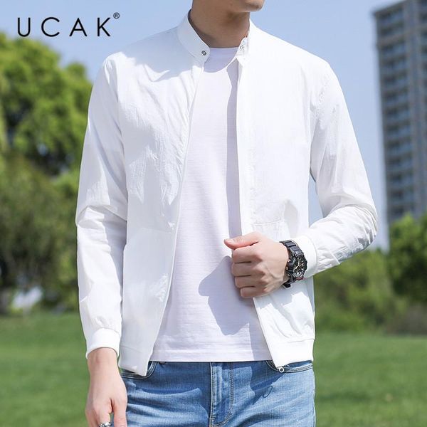 

men's jackets ucak brand prevent bask in clothes men thin and light solid color streetwear outwear breathable zipper u8088, Black;brown