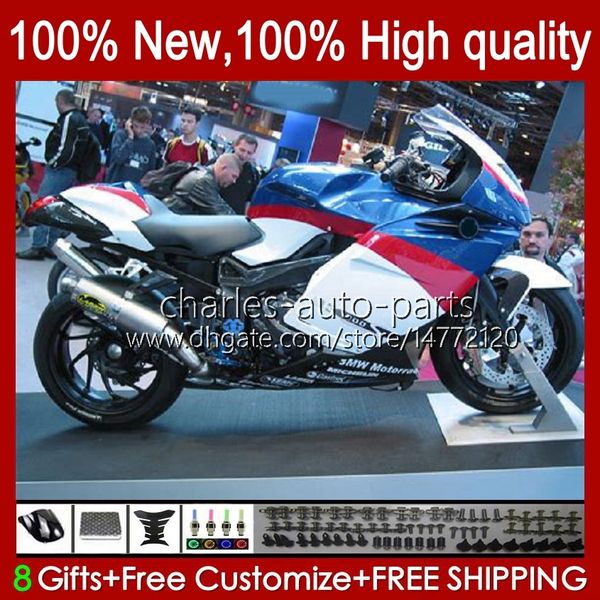 Branco Red Blue Feedings + Tank Cover para BMW K1200 K 1200 S 1200S K1200S 05 06 07 08 09 10 Bodywork 28no.21 K-1200S 2005 2006 2007 2009 2009 2010 K1200-S 05-10 Bodys