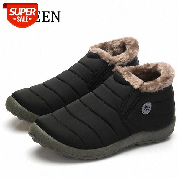 

YWEEN Solid Color Snow Boots Men Warm Waterproof Boots Slip-on Men's Winter Shoes Plus Size 35-48 #QI3Q