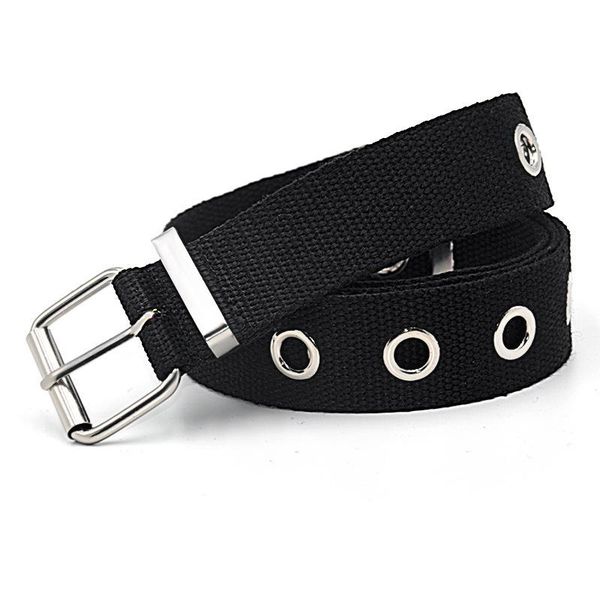 

belts women punk casual canvas belt candy colors single hole pin square buckle fashion jeans accessory for, Black;brown