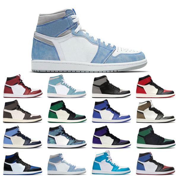 

1s man's basketball shoes turbo green hyper royal unc dark mocha tie dye court purple bred toe chicago shadow twist university blue man