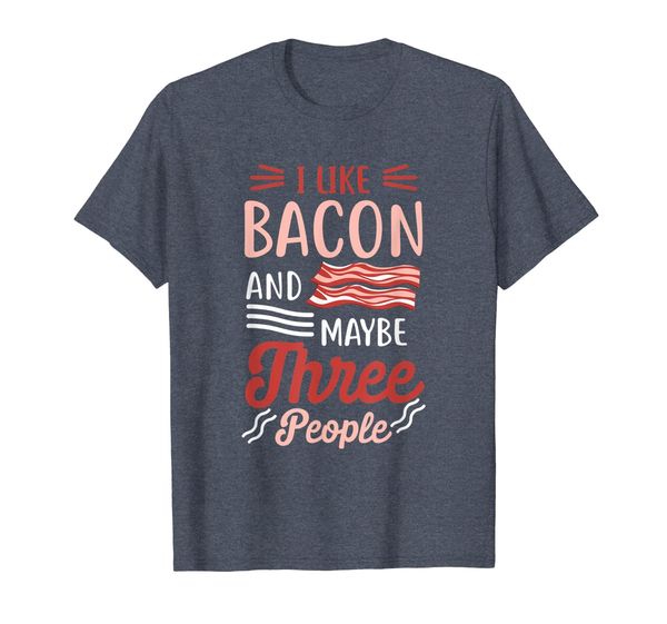 

i like bacon and three people t shirt bbq meat food gift tee, White;black