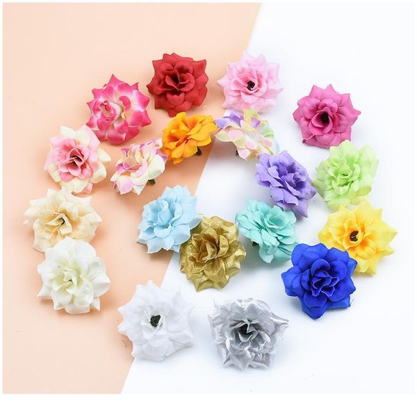 

10pcs silk roses wedding home decoration scrapbooking flower wall decorative flowers wreath diy gifts box artificial jllhth