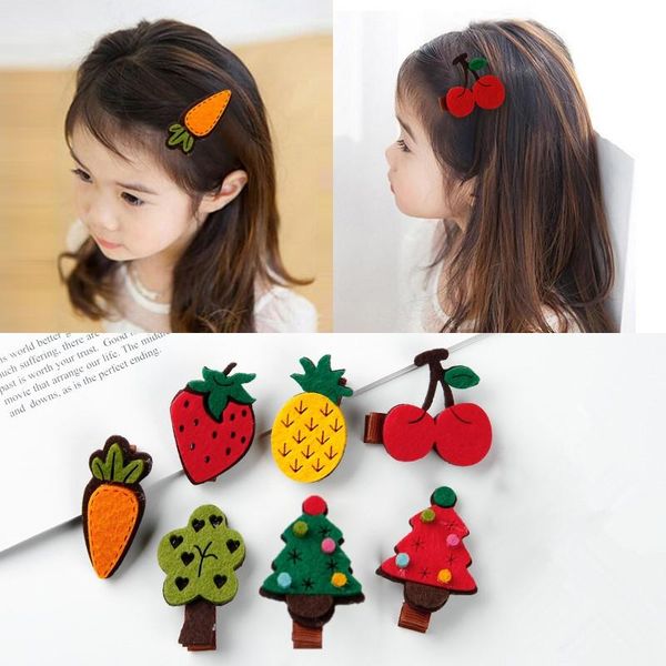 

4/6/7 pcs kids infant lovely cute fashion hairpin baby girl cartoon animal vegetables hair clip set beautiful hair accessories, Slivery;white