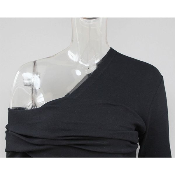 

new 2021 one shoulder long sleeve t women elegant female tee shirt casual harajuku slim blouse fashion dx27, White