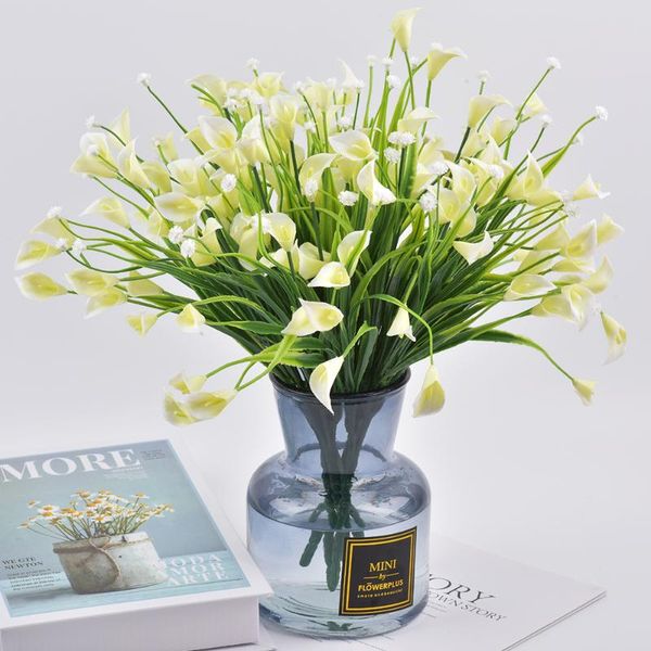 

decorative flowers & wreaths beautiful 25 heads/bouquet mini artificial calla with leaf plastic fake lily aquatic plants home room decoratio