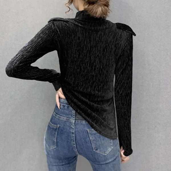 

spring fall korean style t-shirt girl fashion ruffles spliced mesh women long sleeve all match tees 2021 new t0d606a e07m, White