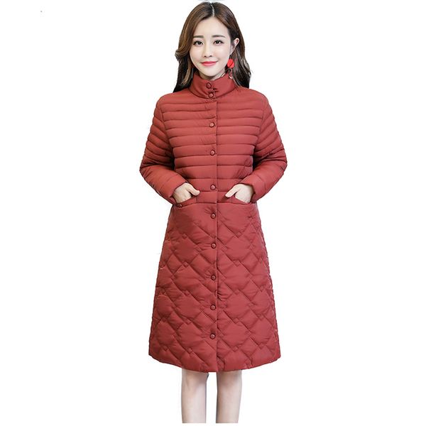 

2021 Women's Winter Down Padded Jacket New Straight Plus Size Slim Slimming Overcoat Female Temperament Mid-length Cotton Coat A107 LJ96, Black