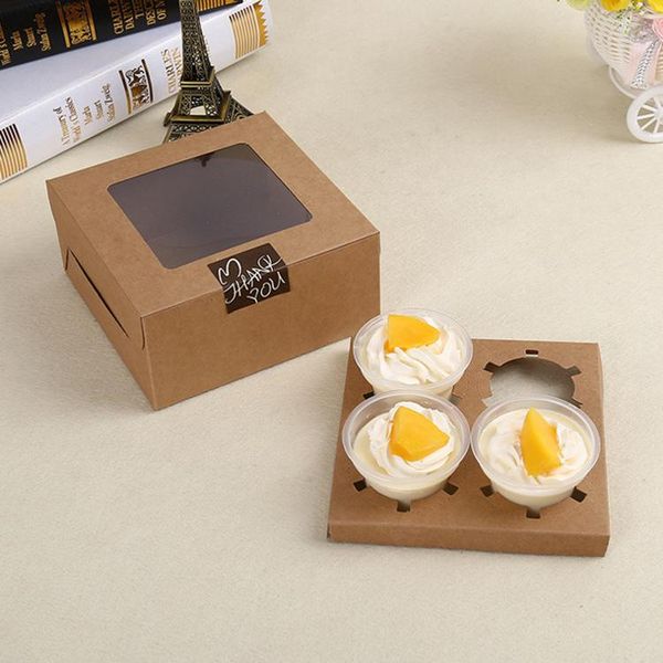

gift wrap 100pcs 16*16*7.5cm white cup cake paper box with window candy boxes pudding 4 packing