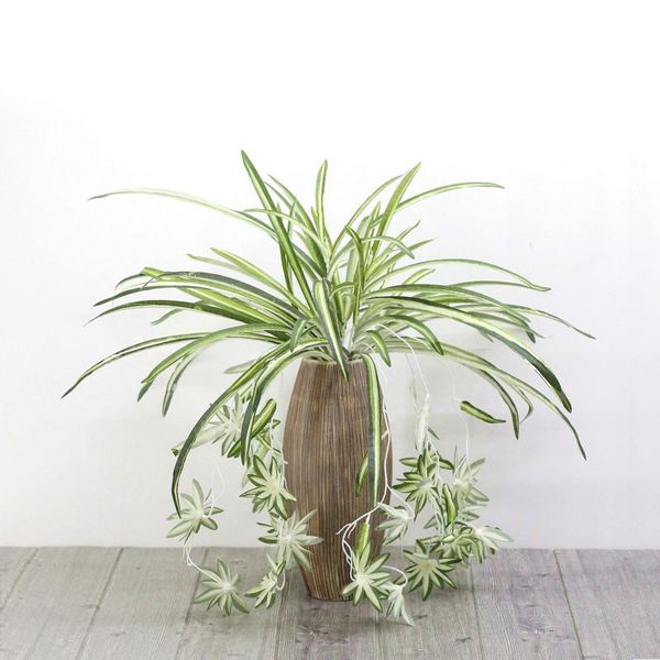

decorative flowers & wreaths 60cm 5heads 12flowers green artificial chlorophytum comosum plants vine home garden wall hanging decoration fak