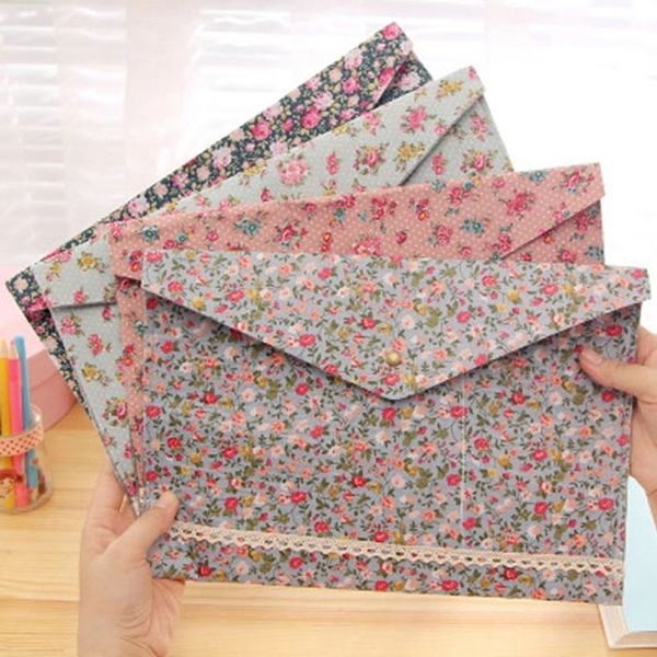 

flowers fabric a4 file folder document filing bag school office supply storage bag