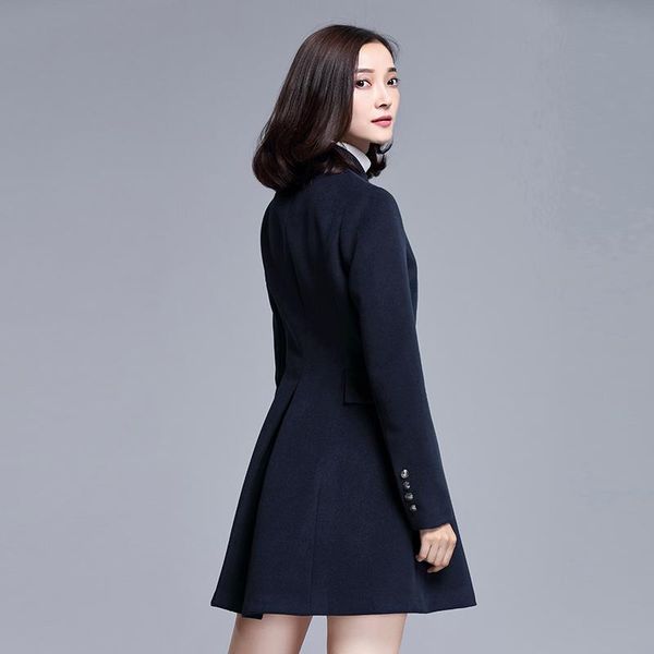 

women's wool & blends woman's coat long woolen women fashion clothing winter jacket coats woolens overcoat casaco feminino kj301, Black