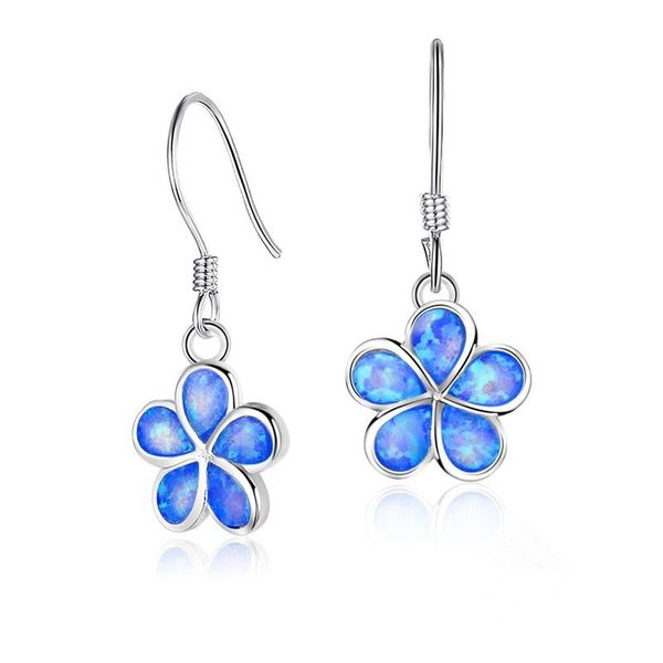 

earrings & necklace 2021 tiny cute synthetic opal clover dangle for women shiny flower bohemia earring fashion boho jewelry gift brincos, Silver