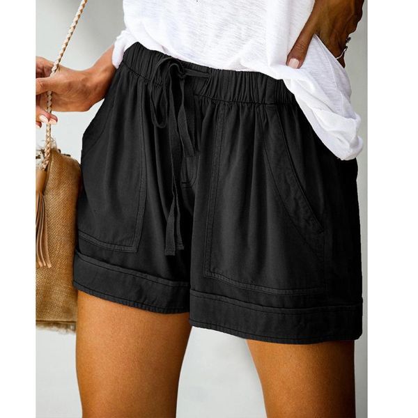 

fashion summer casual shorts woman 2021 comfy drawstring elastic booty shorts female black white loose beach short #t1g, White;black
