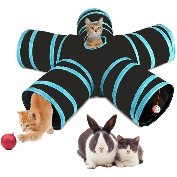

small animal supplies 5 holes foldable pet cat tunnel tube collapsible play toy s-type indoor outdoor kitty puppy training toys dropship