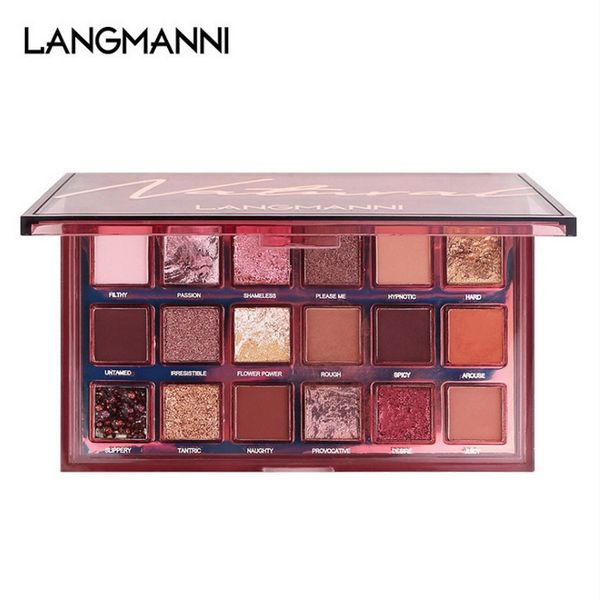 

langmanni nude natural 18-color eyeshadow tray matte pearlescent powder multicolored eye shadow palette fashionable color bold outline rose