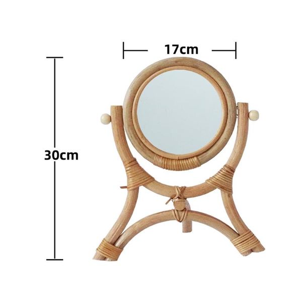 

mirrors nicefurniture hand-woven table makeup mirror with stand rack natural rattan dressing retro