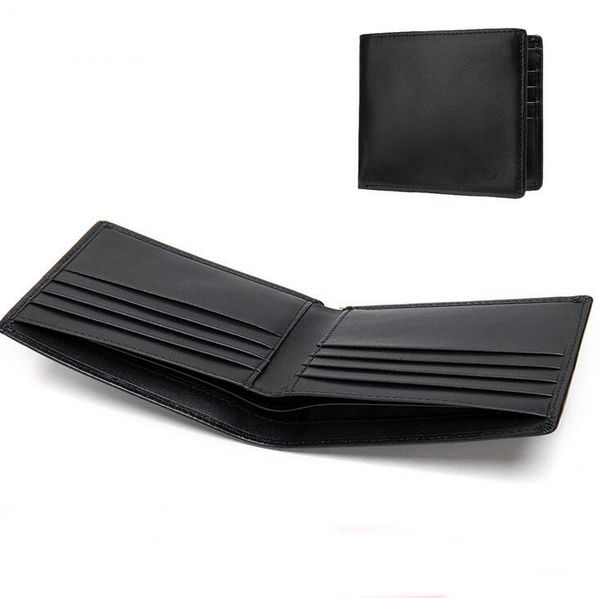 

Wholesale Men's wallet short leather card case casual retro black genuine leathers coin purse male 9061