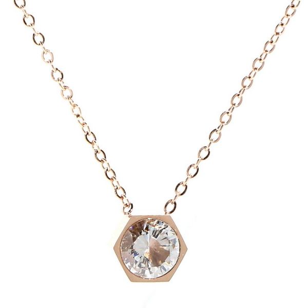 

pendant necklaces lucury brand designer jewelry women polygonal zircon necklace love gift, Silver
