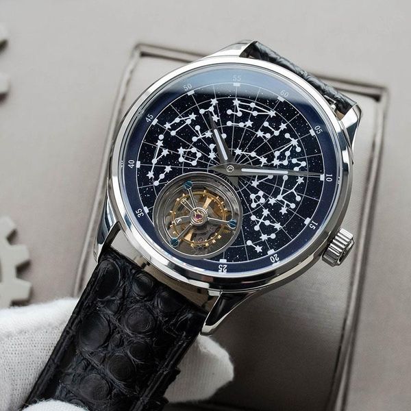 

wristwatches watch for men luxury casual brand seagull tourbillon movement st8230 sapphire waterproof alligator leather strap luminous, Slivery;brown