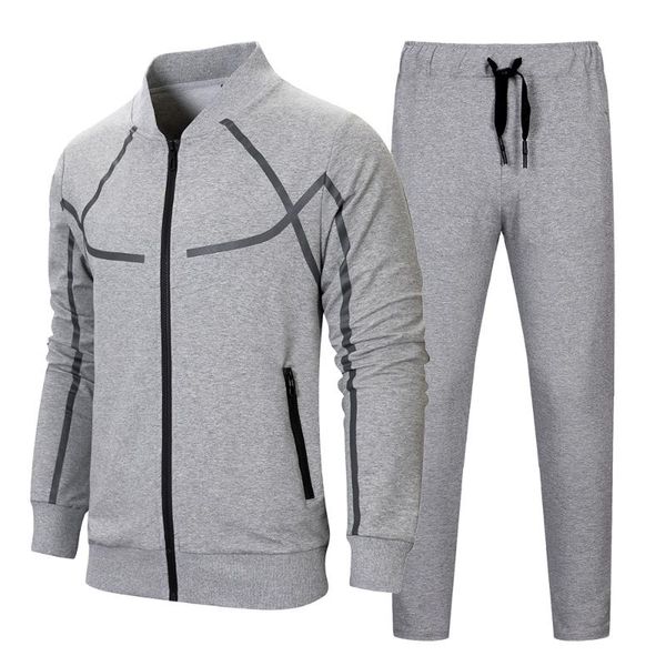 

shang outfit amazon of 2021 autumn winters is recreational sport suit big yards baseball uniform cotton male diy custom logo, Gray