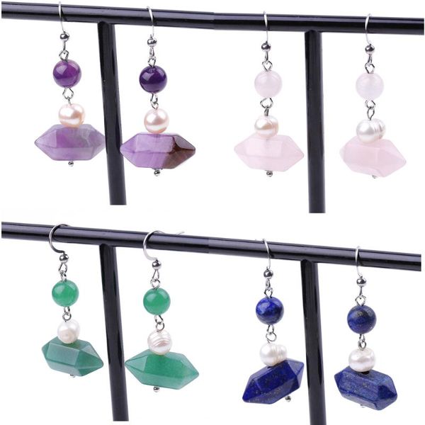 

lady fashion classic natural stone earrings, pearl earrings stainless steel hooks, Silver