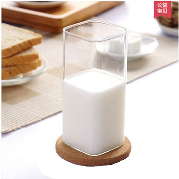 

shengfuyuan high borosilicate glass and cold water breakfast square milk drink cup