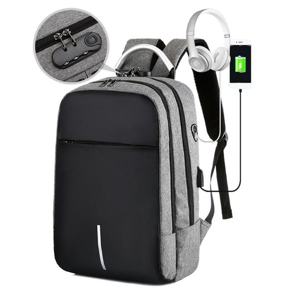 

backpack lock men multifunction anti theft 15.6 inch lapusb charging bag waterproof schoolbag business travel bags