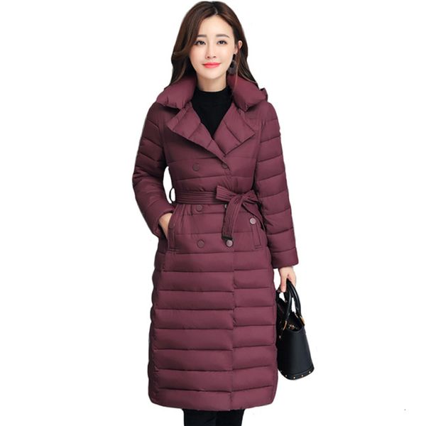 

fashionable lightweight women's cotton 2021 new winter hooded jacket breasted buttons ladies long parka outwear warm coat aj55, Black