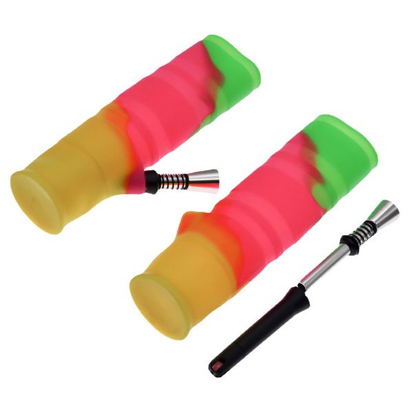 Narghilè pieghevole in silicone Bong Pipa ad acqua Materiali colorati per uso alimentare Siliconi per la salute e la sicurezza Portatile Indistruttibile Shisha Fumo Bong Lavabile