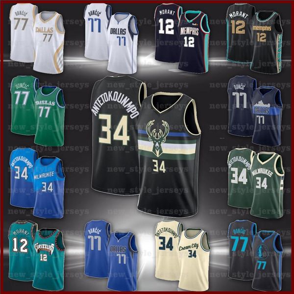 

ncaa doncic 34 giannis 12 ja antetokounmpo morant 77 luka dallas mavericks vancouver grizzlies basketball jerseys z16, Black;red