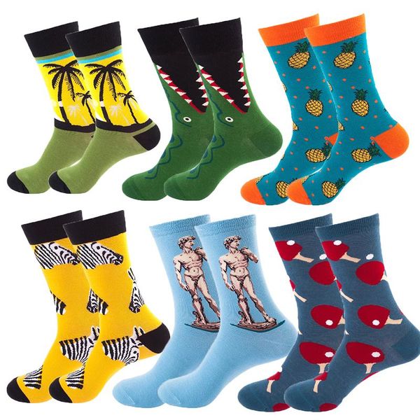 

men's socks women's cotton men stylish funny artist mona happy fashion anime designer basketball skateboard, Black
