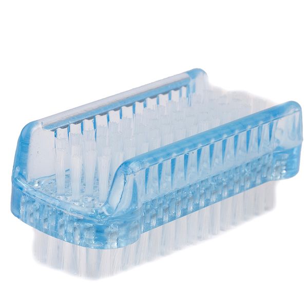 

blue plastic nail art dust brush cleaning scrubbing brush double sided hand nail brush cleaner manicure tool