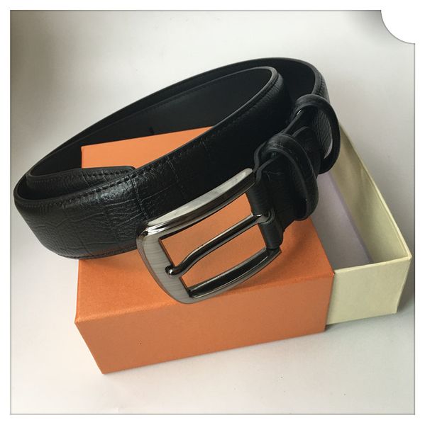 

genuine leather mens designer belts for men designers women belt fashion god silver black buckle box waistband, Black;brown