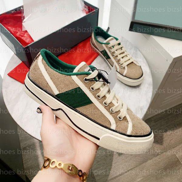 

tennis 1 canvas casual shoes luxurys designers womens shoe italy green and red web stripe rubber sole stretch cotton low-mens sneaker rzgi, Black