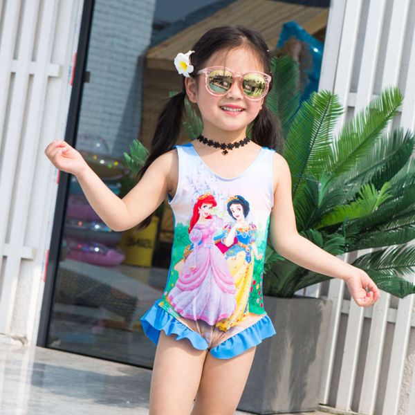 

children's swimsuit girl's baby one piece triangle cute skirt baby beach spring, Blue