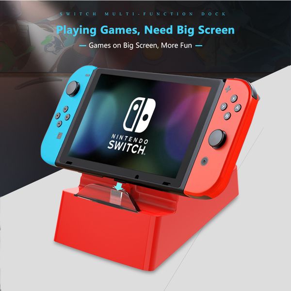 

multi-function docking station for nintendo switch charger base mini portable travel charging dock stand adapter with 4k hdmi and usb 3.0