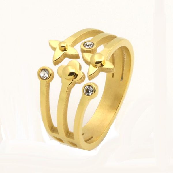 

wedding rings flower and star design crystal gold colour stainless steel luxury jewelry for women ring, Slivery;golden