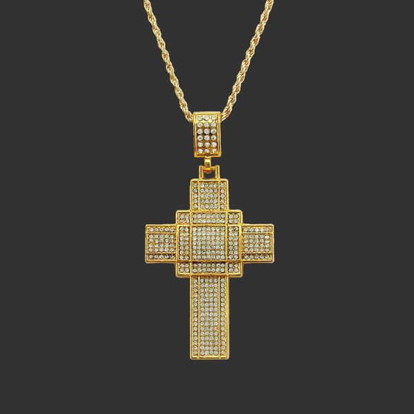 

amulet neck pendants hip hop necklace full diamond three-dimensional cross pendant, Silver