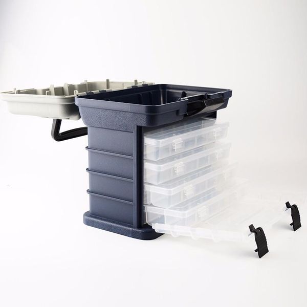 

fishing accessories box 4-storey roller tool tank road sub-fishing suitcase blue buckle