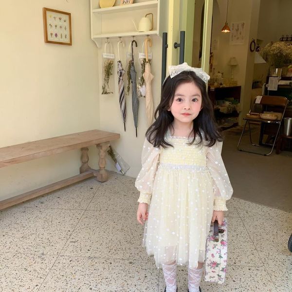 

spring new arrival korean style girl's princess dress long sleeve sweet cute lovly dress all-match girl's for baby girls, Red;yellow