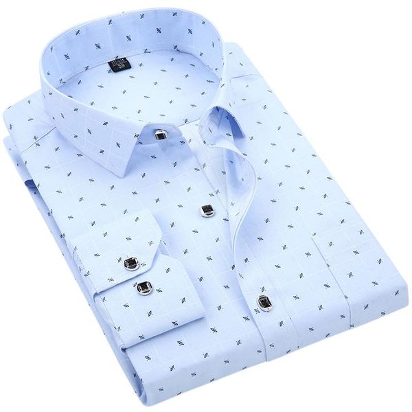 

men's long sleeve shirts print slim fit botton design men clothing fashion brand floral camisa masculina casual shirt s0131, White;black